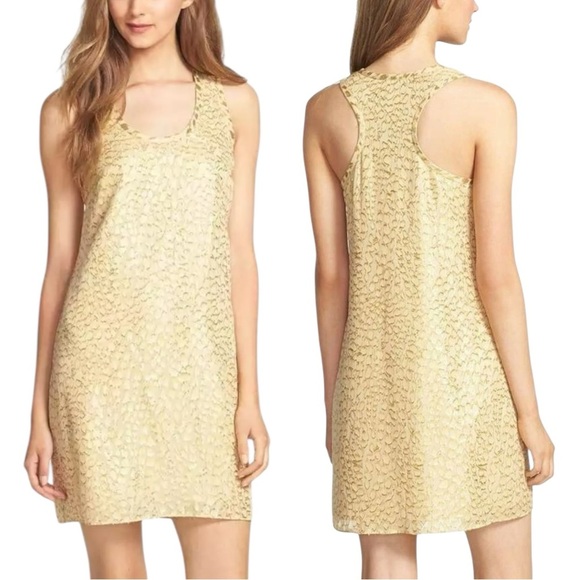 Lilly Pulitzer Betty Packin Heat Silk Chiffon Gold Silk Sleeveless Dress Small - Picture 1 of 15